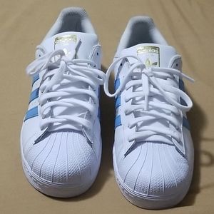 Adidas superstar shell top white & light blue